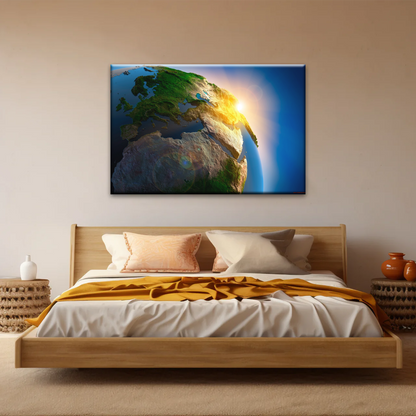 Sunlight Through Earth Planet Photo To Canvas Print
