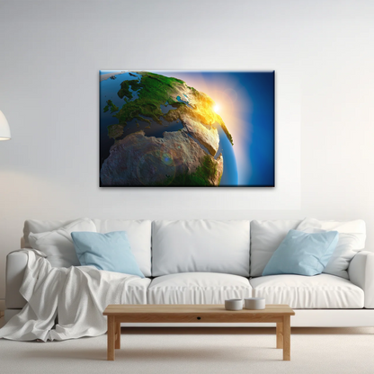 Sunlight Through Earth Planet Photo To Canvas Print