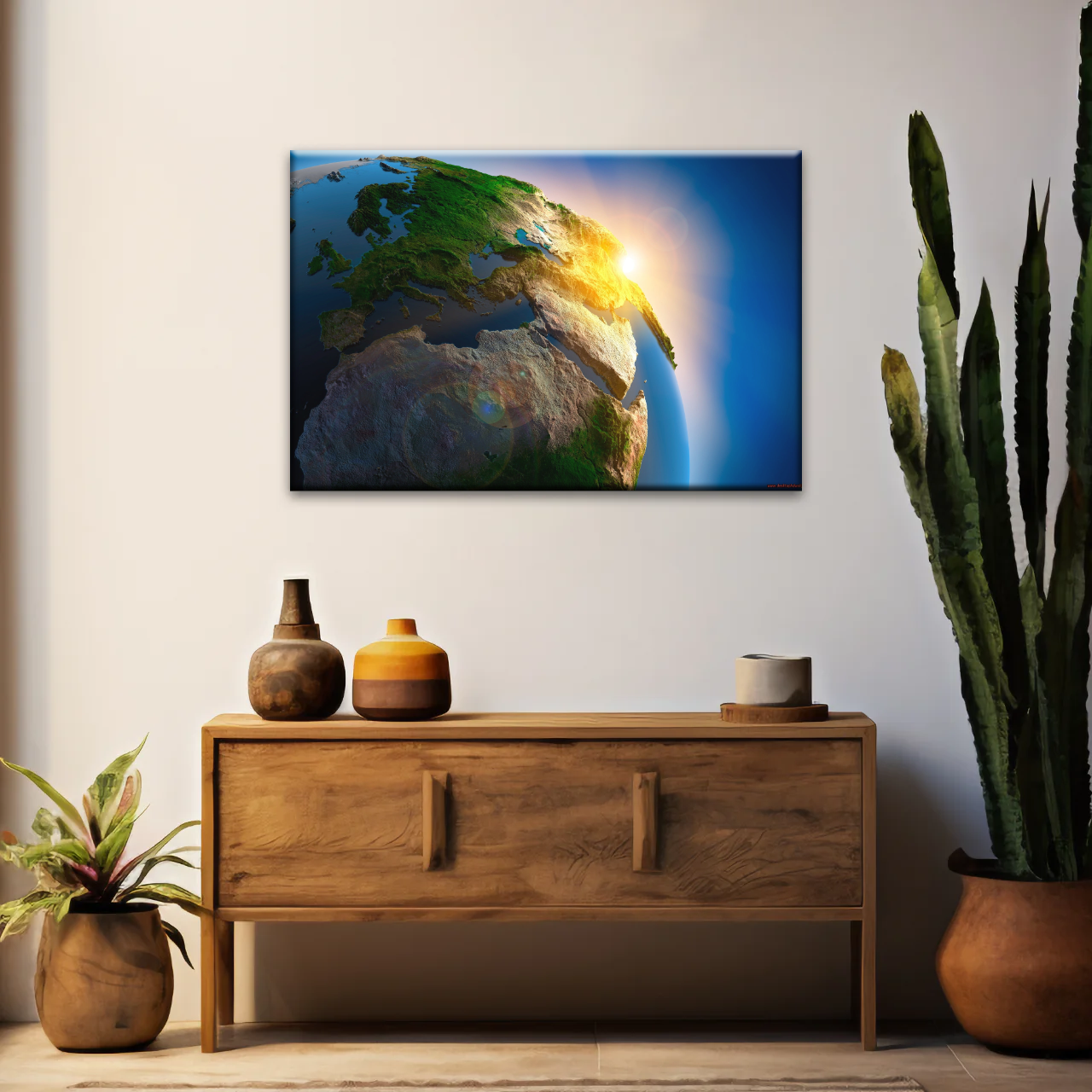 Sunlight Through Earth Planet Photo To Canvas Print