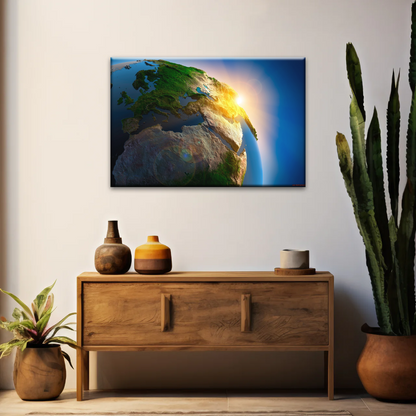Sunlight Through Earth Planet Photo To Canvas Print