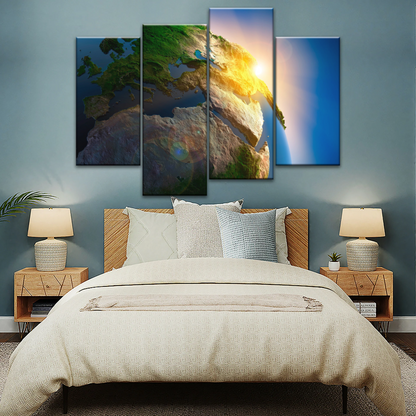 Sunlight Through Earth Planet Photo To Canvas Print