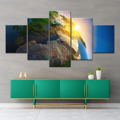 Sunlight Through Earth Planet Photo To Canvas Print