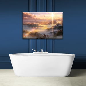 Sunrise Over Forest Landscape Canvas Prints Wall Art