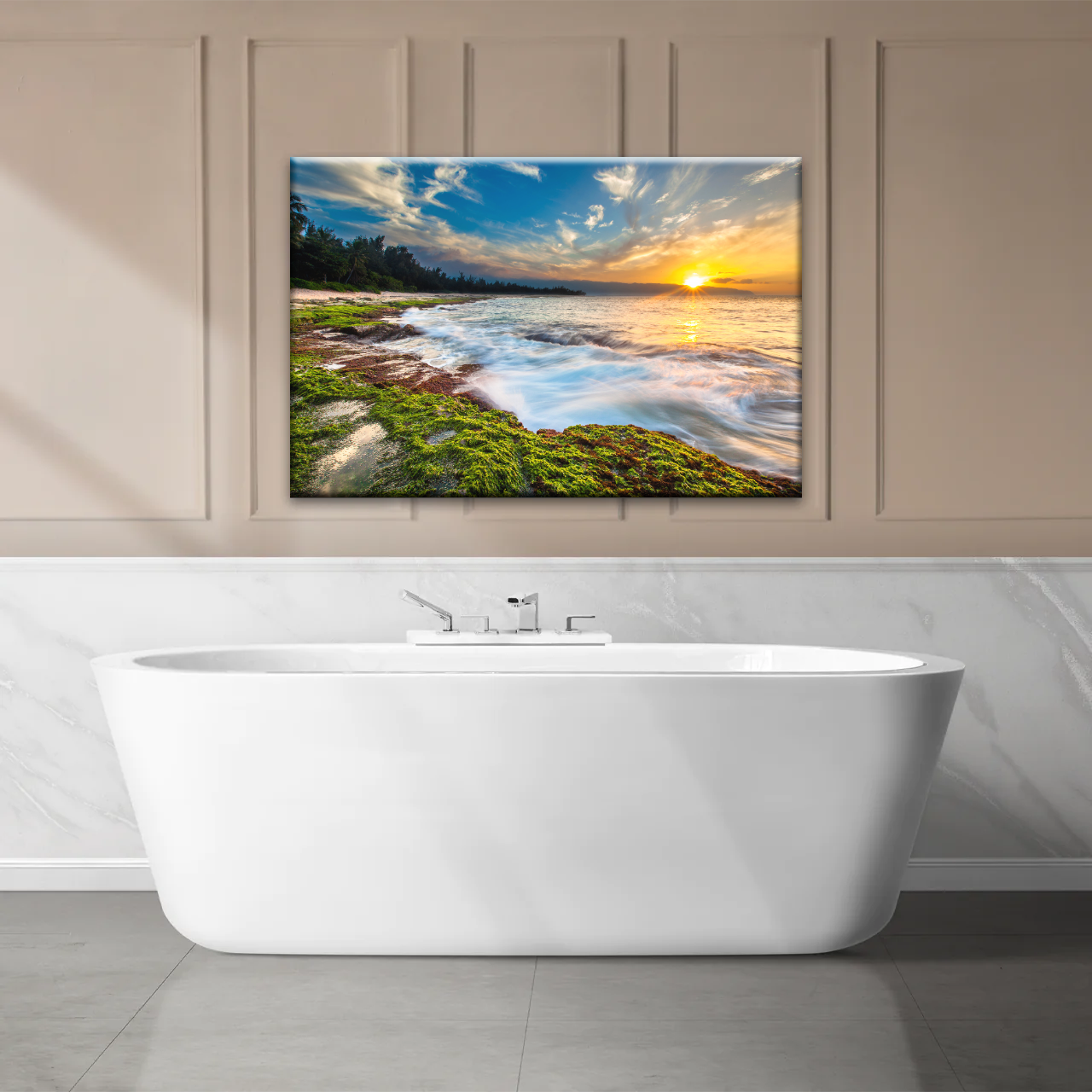 Sunset Over Maui Beach In Hawaii Canvas Picture Prints