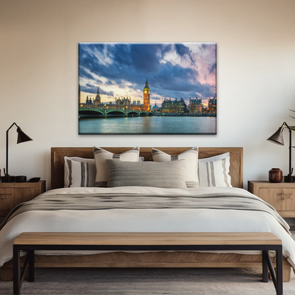 Sunset of Big Ben In London Framed Canvas Prints