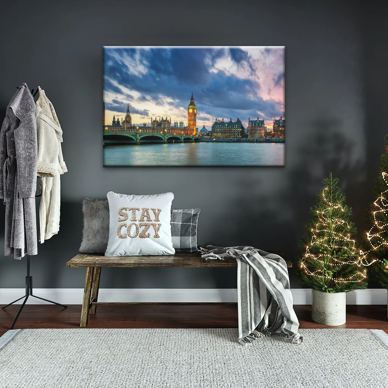Sunset of Big Ben In London Framed Canvas Prints
