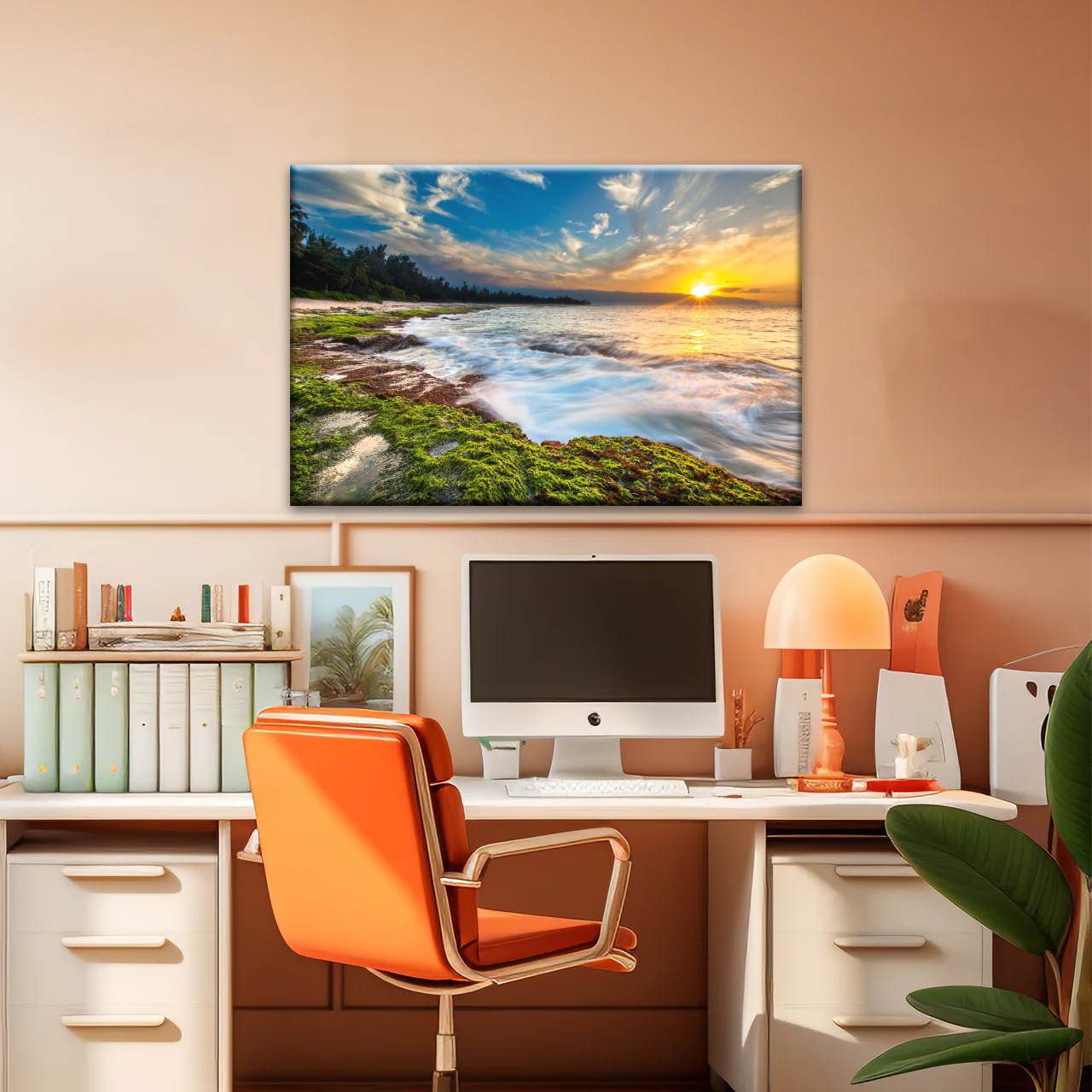 Sunset Over Maui Beach In Hawaii Canvas Picture Prints