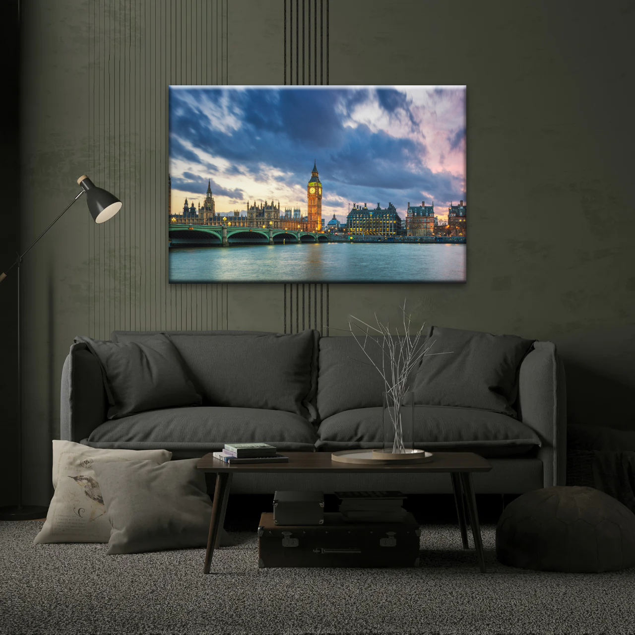 Sunset of Big Ben In London Framed Canvas Prints