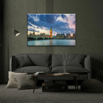 Sunset of Big Ben In London Framed Canvas Prints