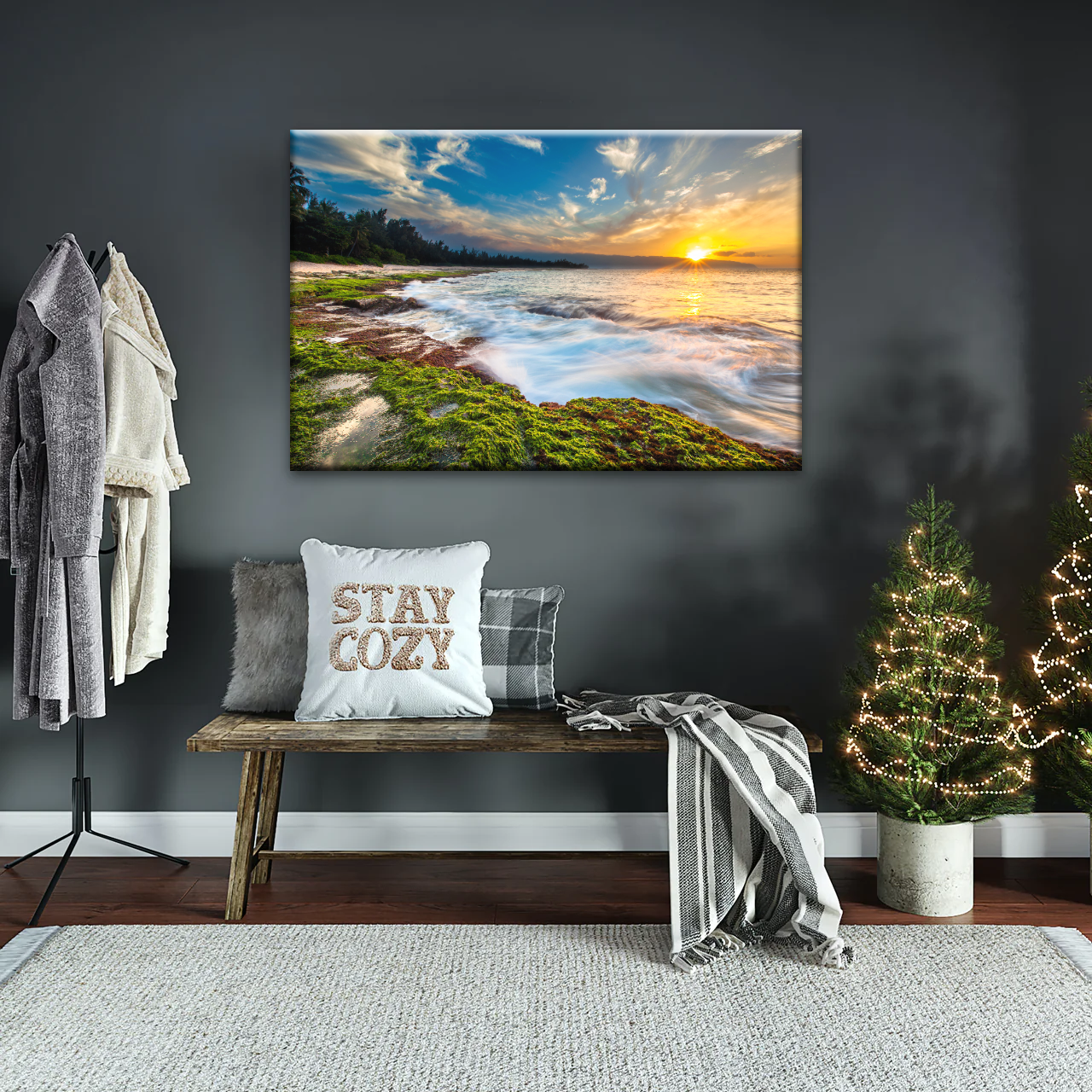 Sunset Over Maui Beach In Hawaii Canvas Picture Prints