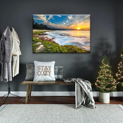 Sunset Over Maui Beach In Hawaii Canvas Picture Prints