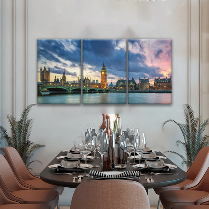 Sunset of Big Ben In London Framed Canvas Prints