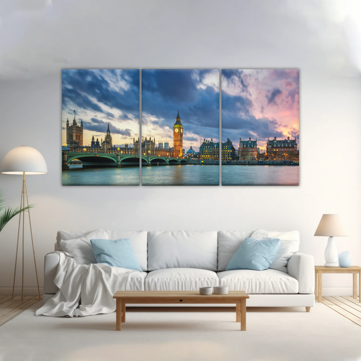 Sunset of Big Ben In London Framed Canvas Prints