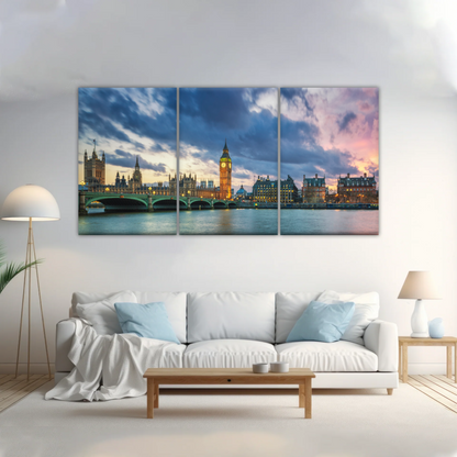 Sunset of Big Ben In London Framed Canvas Prints