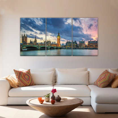 Sunset of Big Ben In London Framed Canvas Prints