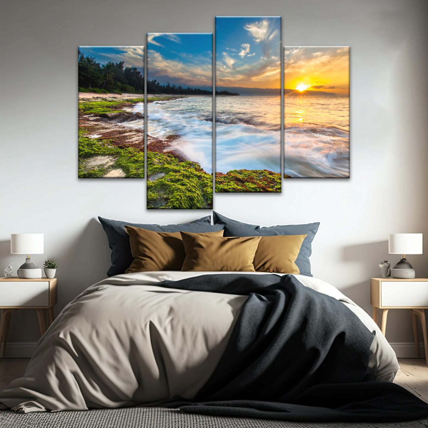 Sunset Over Maui Beach In Hawaii Canvas Picture Prints