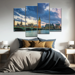 Sunset of Big Ben In London Framed Canvas Prints