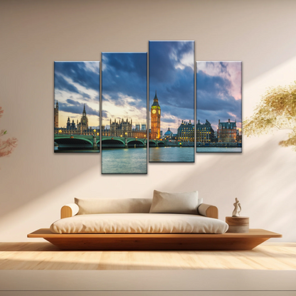Sunset of Big Ben In London Framed Canvas Prints