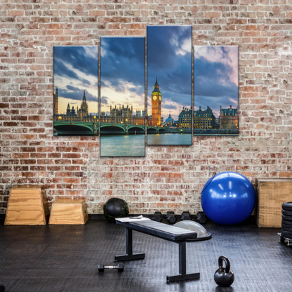 Sunset of Big Ben In London Framed Canvas Prints