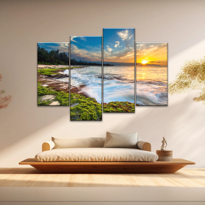 Sunset Over Maui Beach In Hawaii Canvas Picture Prints