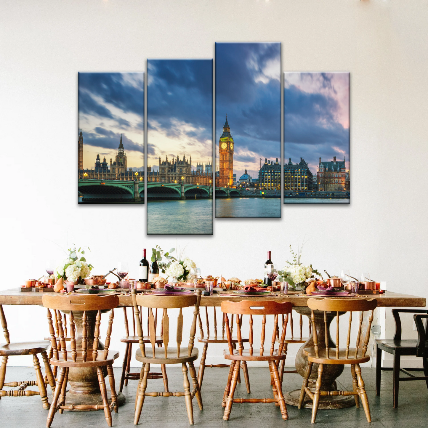 Sunset of Big Ben In London Framed Canvas Prints