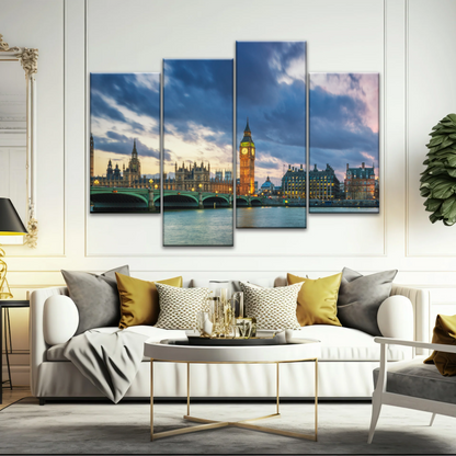 Sunset of Big Ben In London Framed Canvas Prints