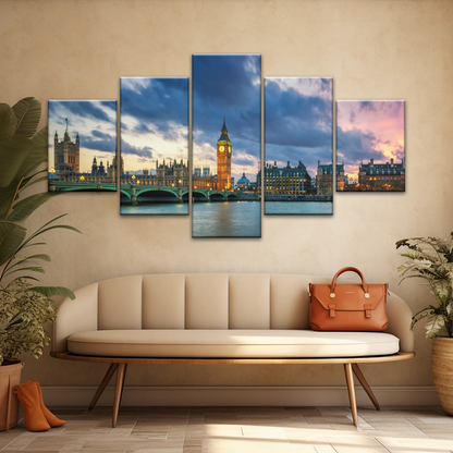 Sunset of Big Ben In London Framed Canvas Prints
