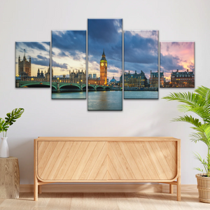 Sunset of Big Ben In London Framed Canvas Prints