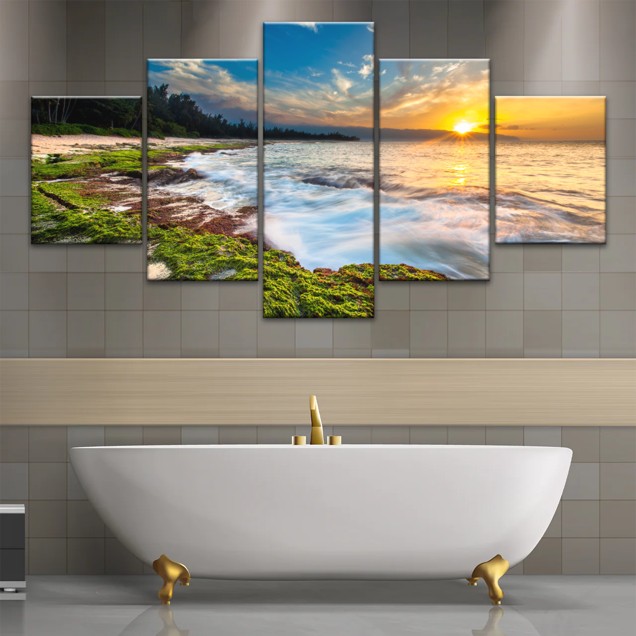 Sunset Over Maui Beach In Hawaii Canvas Picture Prints