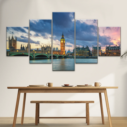 Sunset of Big Ben In London Framed Canvas Prints