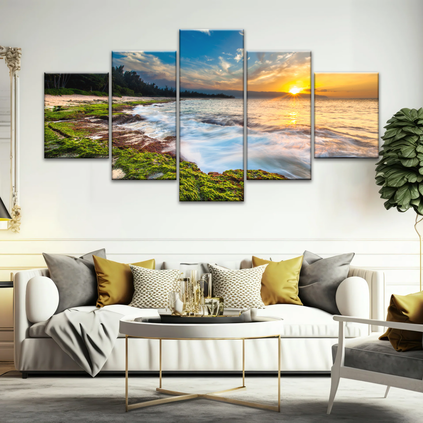 Sunset Over Maui Beach In Hawaii Canvas Picture Prints