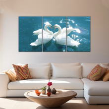 Load image into Gallery viewer, Swans Love Between Blue Water Art Prints on Canvas