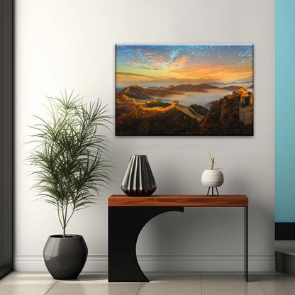 Sunrise Landscape The Golden Mountain Great Wall In Jinshanling China Wall Art