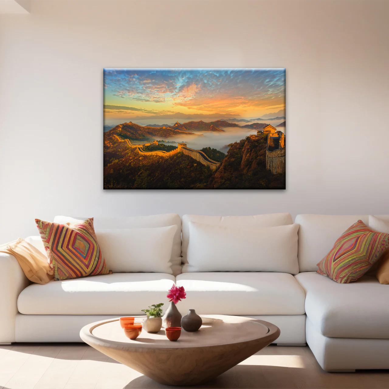 Sunrise Landscape The Golden Mountain Great Wall In Jinshanling China Wall Art