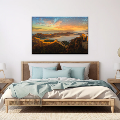 Sunrise Landscape The Golden Mountain Great Wall In Jinshanling China Wall Art