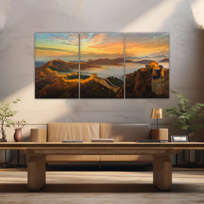 Sunrise Landscape The Golden Mountain Great Wall In Jinshanling China Wall Art