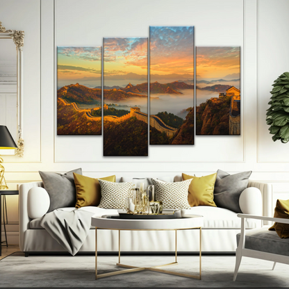 Sunrise Landscape The Golden Mountain Great Wall In Jinshanling China Wall Art