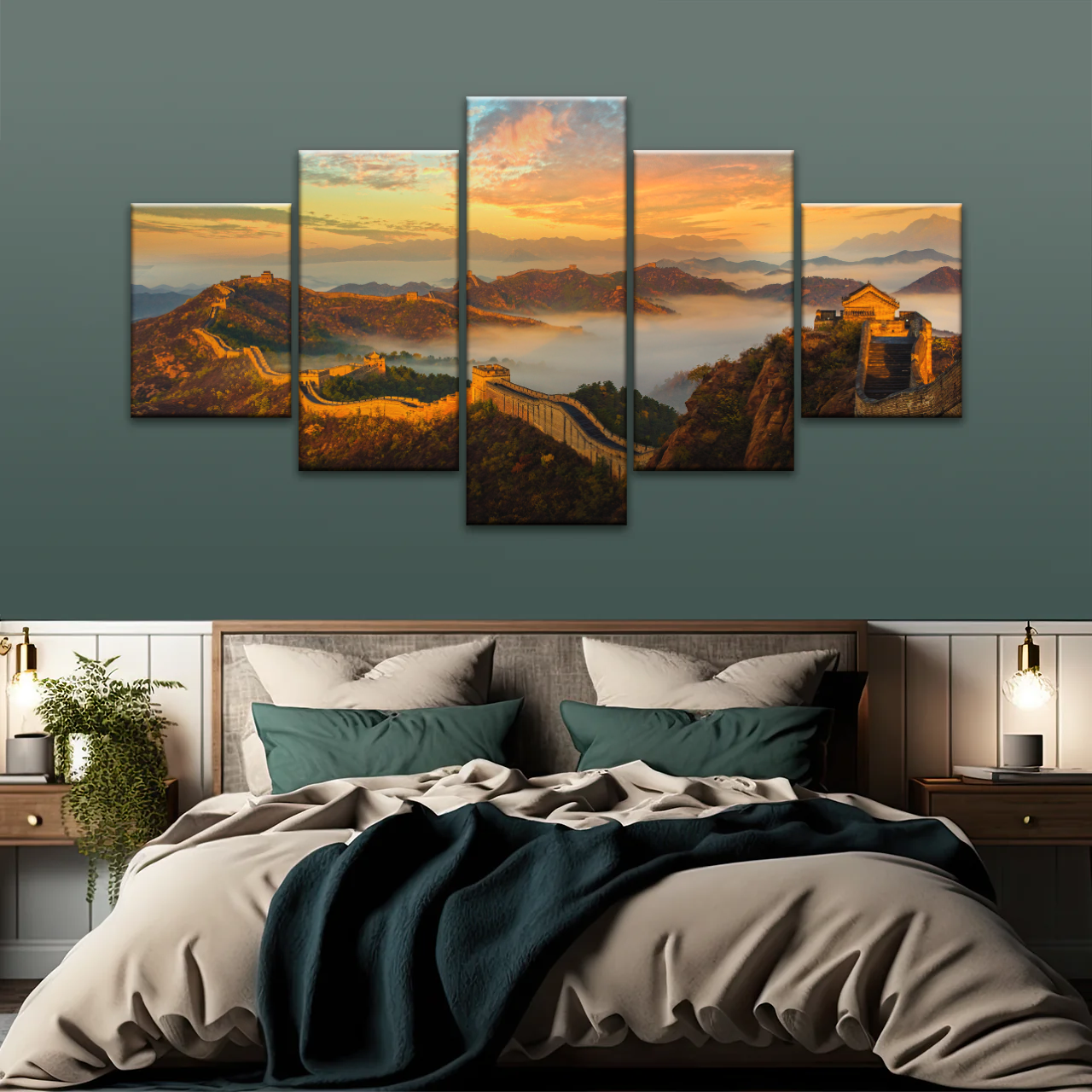 Sunrise Landscape The Golden Mountain Great Wall In Jinshanling China Wall Art