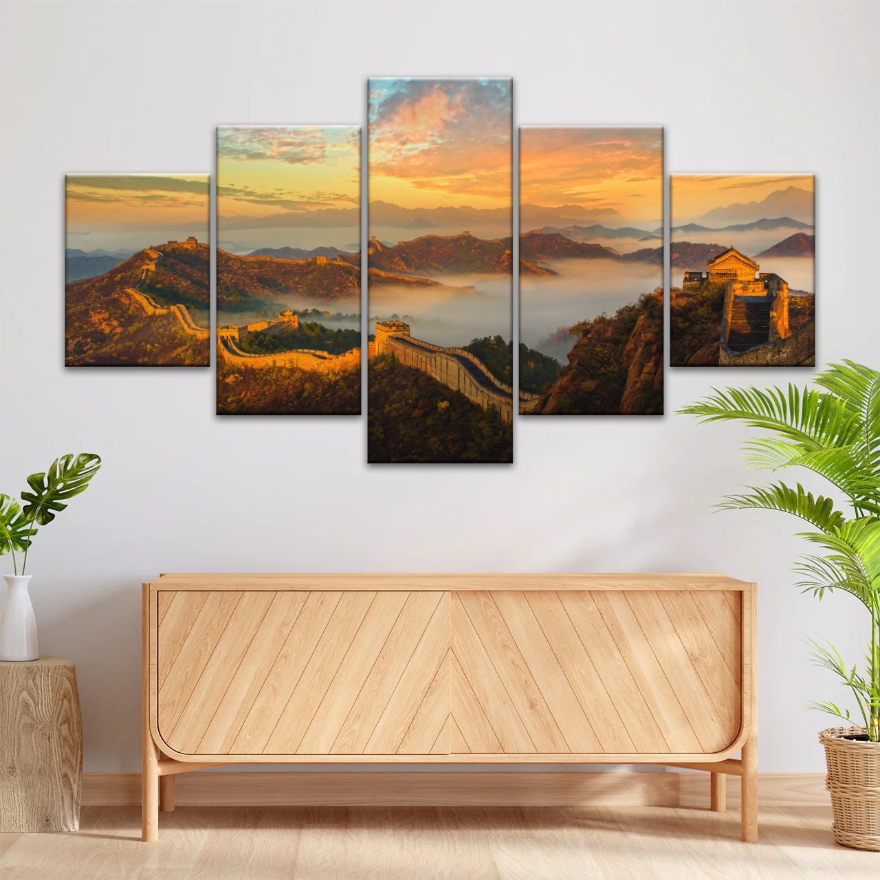 Sunrise Landscape The Golden Mountain Great Wall In Jinshanling China Wall Art