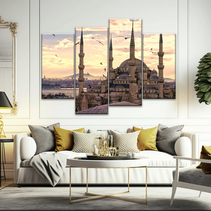 Historical Towers Of Sultan Ahmet Camii In Istanbul Turkey Canvas Prints Wall Art