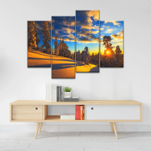 Load image into Gallery viewer, Trees Covered With Snow On Mountains Under The Golden Sunshine Canvas Print Frame