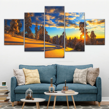 Load image into Gallery viewer, Trees Covered With Snow On Mountains Under The Golden Sunshine Canvas Print Frame