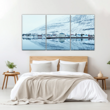 Load image into Gallery viewer, Village by The River Under The Snow-capped Mountains Prints On Canvas