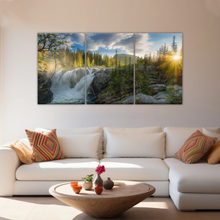 Load image into Gallery viewer, Waterfall In The Forest At Sunset Art Canvas Print