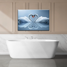 Load image into Gallery viewer, White Swan Couple With Love Heart-shaped Canvas Print Frames