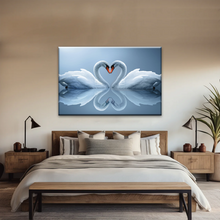 Load image into Gallery viewer, White Swan Couple With Love Heart-shaped Canvas Print Frames