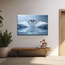 Load image into Gallery viewer, White Swan Couple With Love Heart-shaped Canvas Print Frames