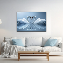 Load image into Gallery viewer, White Swan Couple With Love Heart-shaped Canvas Print Frames