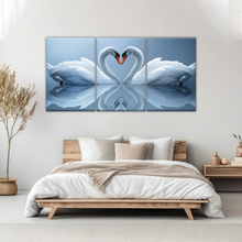 Load image into Gallery viewer, White Swan Couple With Love Heart-shaped Canvas Print Frames