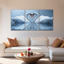 Load image into Gallery viewer, White Swan Couple With Love Heart-shaped Canvas Print Frames